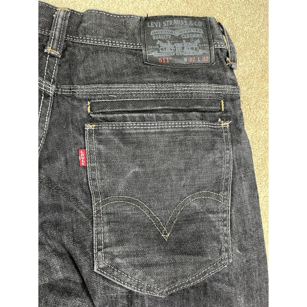 Levi’s 511 Slim Fit Jeans‎ 32x31.5 Dark Gray Utility Variant Angled Back Pockets - Picture 5 of 16